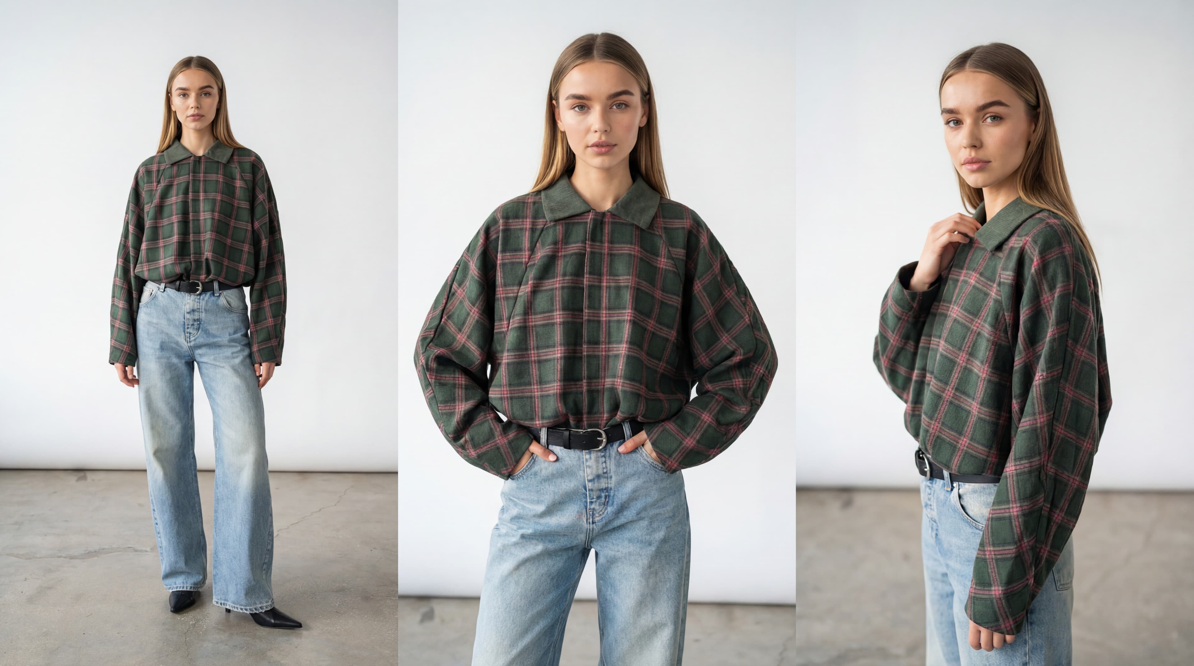AI-powered fashion transformation - mannequin product photo on the left transformed into a stunning on-model result on the right